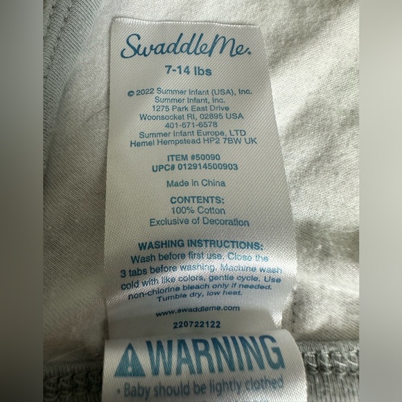 Swaddle Me Swaddle, gray & white, zip bottom - Picture 3 of 14